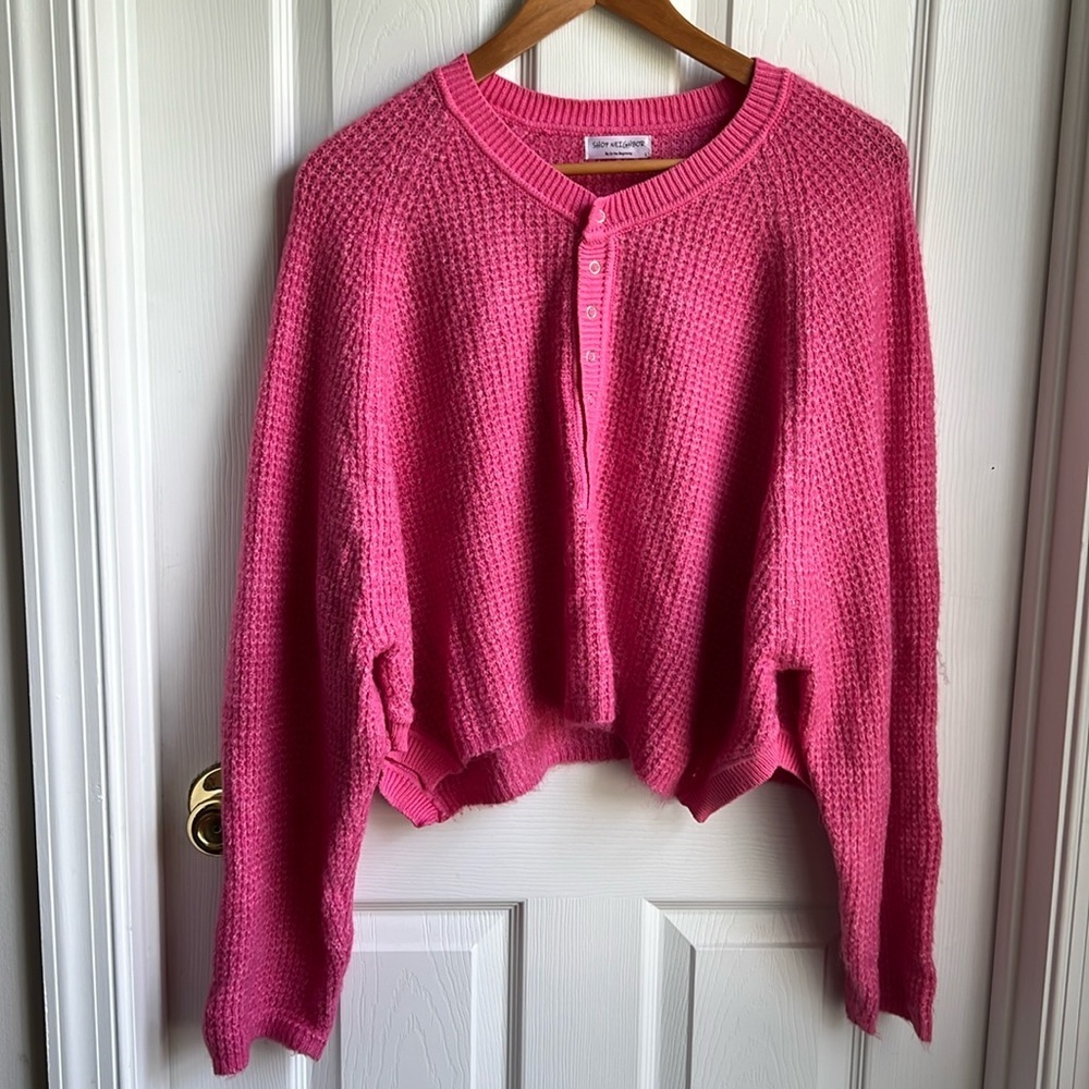 Shop Neighbor by the beginning Hot Pink Knit Sweater Women’s Size Large